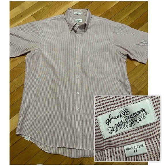 Vintage Sears Roebuck and Co. Short Sleeve Button-Up Men’s Size 17 single stitch - Picture 1 of 8